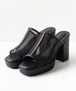 厚底チュールミュールサンダル