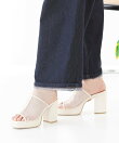 厚底チュールミュールサンダル