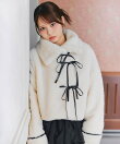 【=LOVE 大場花菜さん着用】【オンライン限定カラー】トリプルリボンボアショートジャケット