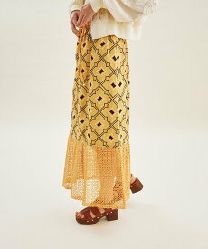 【SALE／40%OFF】GRACE CONTINENTAL キカ刺繍ロングスカート グレースコンチネンタル スカート ロング・マキシスカート オレンジ ホワイト【送料無料】