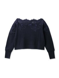 【SALE／20%OFF】CELFORD レース刺繍ニットプルオーバー セルフォード トップス ニット ホワイト ブルー ネイビー【送料無料】