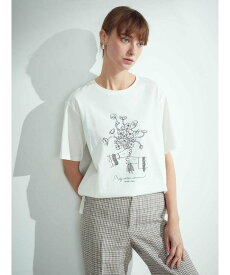 Aquascutum WHITE LABEL Ucaコラボ FLOWER Tシャツ アクアスキュータム トップス カットソー・Tシャツ ホワイト ネイビー ベージュ【送料無料】