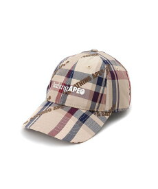 A BATHING APE A BATHING APE LOGO CHECK PATTERN CAP ア ベイシング エイプ 帽子 キャップ ベージュ【送料無料】