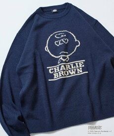 【SALE／60%OFF】FREAK'S STORE PEANUTS/ピーナッツ 別注 リラックスフィット ジャガード クルーネックニット / チャーリー・ブラウン 【限定展開】 25AW フリークスストア トップス ニット ネイビー グリーン ブラウン グレー ブラック