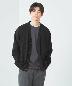 【SALE／50%OFF】UNITED ARROWS green label relaxing ハイツイスト コットン テンジク Vネック カーディガン ユナイテッドアローズ アウトレット トップス カーディガン グレー ブラック【送料無料】