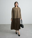 異素材ドッキングシャーリングワンピース