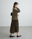 異素材ドッキングシャーリングワンピース