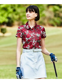 【SALE／20%OFF】23区GOLF 【WOMEN】【吸汗速乾/UV】オリジナル JAPAN アロハ 総柄シャツ ニジュウサンクゴルフ トップス ポロシャツ レッド ネイビー【送料無料】