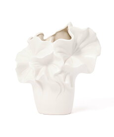 Francfranc セラミック ラッフル フラワーベース M ホワイト フランフラン インテリア・生活雑貨 フラワーベース・花瓶 ホワイト