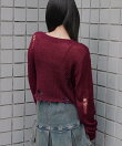 モヘアタッチダメージショートニット
