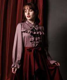 【SALE／44%OFF】axes femme リボン*ジャボブローチ付ブラウス アクシーズファム トップス シャツ・ブラウス ベージュ ピンク ワインレッド