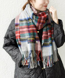 SHIPS any TWEED MILL: チェック ウール ストール 25AW シップス ファッション雑貨 マフラー・ストール・ネックウォーマー ブラウン【送料無料】