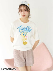 SNIDEL HOME �yTweety�z���`�[�t�j�b�g�v���I�[�o�[ �X�i�C�f���z�[�� �g�b�v�X �j�b�g �C�G���[�y���������z