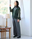 ガンクラブチェックハイウエストワイドパンツ