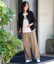 ガンクラブチェックハイウエストワイドパンツ