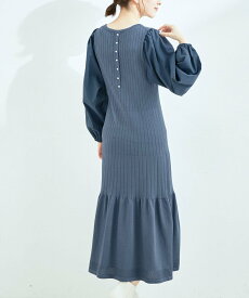 【SALE／30%OFF】JAYRO ボリュームスリーブグラデーションリブワンピース ジャイロ ワンピース・ドレス ワンピース ブラック カーキ ブルー【送料無料】