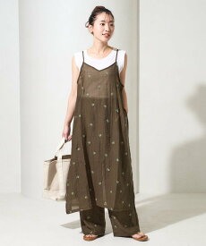【SALE／5%OFF】FREAK'S STORE 限定展開 シアー小花柄刺繍キャミワンピース フリークスストア ワンピース・ドレス ワンピース ブラック ブラウン ベージュ【送料無料】