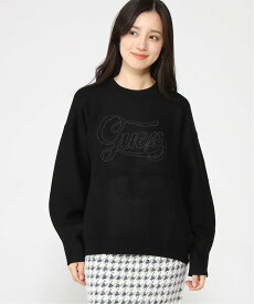 GUESS (W)Jolie Logo Sweater ゲス トップス カットソー・Tシャツ ブラック ホワイト【送料無料】