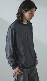【SALE／60%OFF】NANO universe アンサンブルメッシュTシャツ 長袖 ナノユニバース トップス カットソー・Tシャツ ネイビー ホワイト ブラック