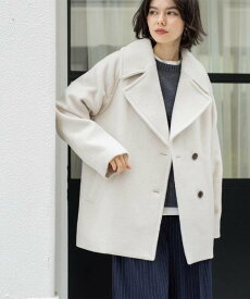 【SALE／20%OFF】OPAQUE.CLIP カシミヤブレンドウールミドルピーコート オペークドットクリップ ジャケット・アウター ピーコート ホワイト ネイビー ベージュ【送料無料】