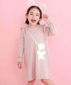 SLAP SLIP 【お揃い】アニマルクマふわふわポシェット風ワンピース(80~130cm) ベベ オンライン ストア ワンピース・ドレス ワンピース ピンク ホワイト