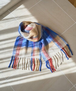 coen 【PANKAJ(パンカジ)】チェックボリュームマフラー コーエン ファッション雑貨 マフラー・ストール・ネックウォーマー オレンジ イエロー