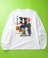 HUF CUT AND PASTE LS TEE / HUF ハフ ロングスリーブTシャツ ハフ トップス カットソー・Tシャツ ホワイ…