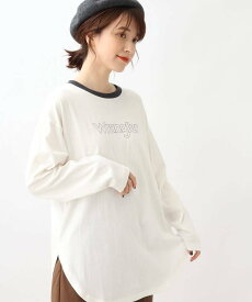 【SALE／17%OFF】grove レトロかわいい!ロングリンガーTシャツ【Wrangler(ラングラー)別注】 グローブ トップス カットソー・Tシャツ ホワイト ブラウン【送料無料】