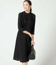 【SALE／5%OFF】NEWYORKER WOMEN ダブルクロス スタンドカラータックワンピース ニューヨーカー ワンピース・ドレス ワンピース ブラック ネイビー【送料無料】