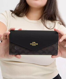 【SALE／62%OFF】COACH OUTLET 【公式】エンベロープ ウォレット・シグネチャー キャンバス コーチ　アウトレット 財布・ポーチ・ケース 財布 ブラック【送料無料】