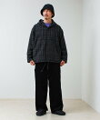 T/C起毛 チェックフーデッドシャツブルゾン