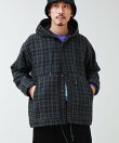 T/C起毛 チェックフーデッドシャツブルゾン