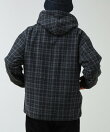 T/C起毛 チェックフーデッドシャツブルゾン