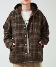 T/C起毛 チェックフーデッドシャツブルゾン