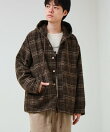 T/C起毛 チェックフーデッドシャツブルゾン