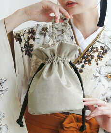 utatane utatane 巾着バッグ シャンパンゴールド*ブラック フェイクレザーコード ウタタネ 着物・浴衣・和装小物 和装小物 ゴールド【送料無料】