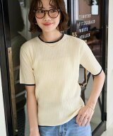 【SALE／20%OFF】FREAK'S STORE 限定展開 配色ラインリブ半袖ニットトップス フリークスストア トップス …