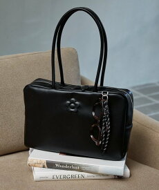 MARY QUANT チャーム 付 デイジー 型押し レザレット スクエア ボストン バッグ 限定展開 フリークスストア バッグ ボストンバッグ ブラウン ブラック【送料無料】