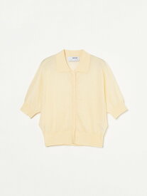 three dots Sihny sheer sweater button polo スリードッツ トップス シャツ・ブラウス ホワイト ゴールド イエロー【送料無料】