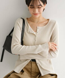 【SALE／5%OFF】andme セルフカットリブ スナップボタン 長袖 カーディガン トップス アンドミー トップス カーディガン ブラック ベージュ グレー