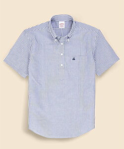BROOKS BROTHERS �R�b�g��/���l�� GF���S �X�g���C�v �V���[�g�X���[�u �v���I�[�o�[�V���c �u���b�N�X �u���U�[�Y �g�b�v�X �V���c�E�u���E�X �l�C�r�[ �u���E���y���������z