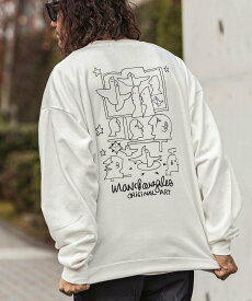 【SALE／57%OFF】Mark Gonzales (M)Mark Gonzales/MGO-23103 バックプリントクルーネックプルオーバー シフォン トップス スウェット・トレーナー ブラック ホワイト ブルー グレー ベージュ【送料無料】