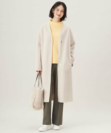 【SALE／30%OFF】自由区 L ウールリバーロング コート ジユウク ジャケット・アウター ノーカラージャケット ネイビー グレー【送料無料】