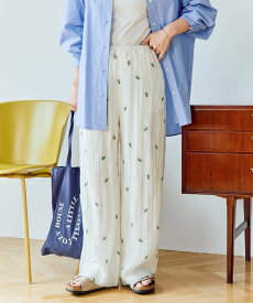 【SALE／25%OFF】FREAK'S STORE 限定展開 シアー小花柄刺繍ルーズパンツ フリークスストア パンツ その他のパンツ ブラウン ベージュ ブラック