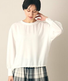 【SALE／40%OFF】Dessin 【着回ししやすい・洗える】後ろボタンリブ付きブラウス(XS~L) デッサン トップス シャツ・ブラウス ホワイト グレー ネイビー【送料無料】