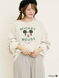 【SALE／22%OFF】Samansa Mos2 【Disney】ミッキーマウス/袖口レースロンT サマンサモスモス トップス カットソー・Tシャツ グレー ベージュ ブラウン