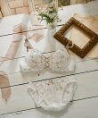 【WEB限定】【編み上げ風】【プチプラブラセット】フラワー刺繍ダブルクロスブラジャー&ショーツセット 【northerly】