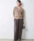 レオパードプリントVネックニットカーディガン<大きいサイズ有>シックスタイル