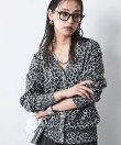 レオパードプリントVネックニットカーディガン<大きいサイズ有>シックスタイル