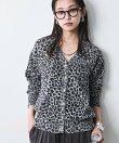 レオパードプリントVネックニットカーディガン<大きいサイズ有>シックスタイル